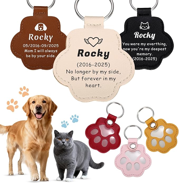 Custom Leather Pet Fur Keychain – Personalized Memorial Keepsake Keyring by Unknown