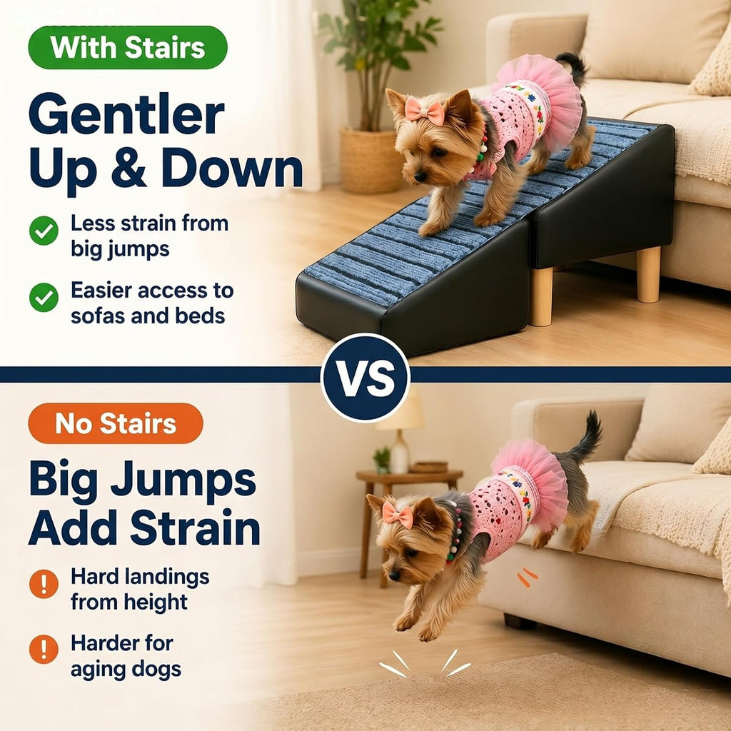Compact Dog Stairs for Small Dogs, Foldable Pet Ramp for Couch Bed