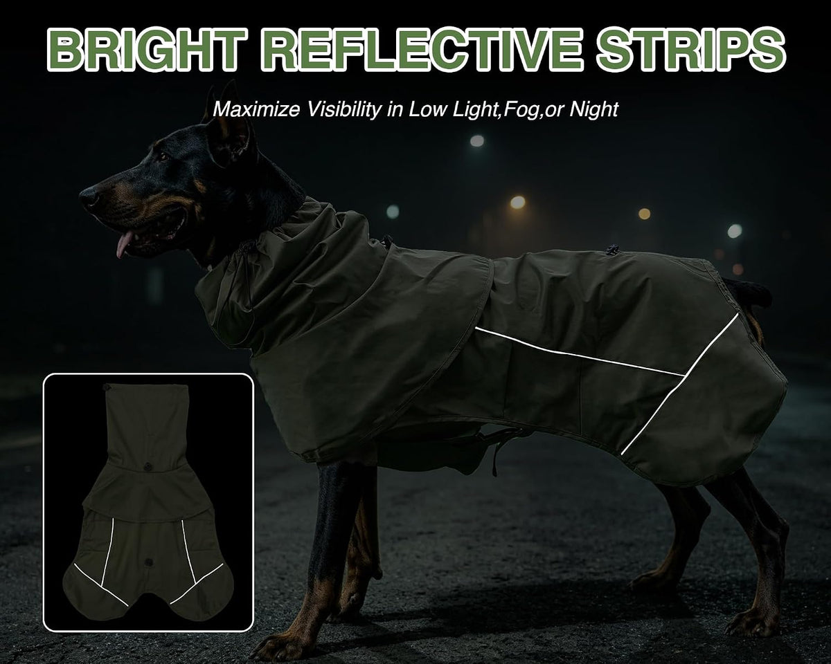Waterproof Dog Raincoat, Windproof Puppy Rain Coat Jacket with Mesh Lining