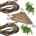 PINVNBY Bearded Dragon Hammock Jungle Climber Vines Flexible Reptile Leaves with Suction Cups Habitat Decor for Climbing, Chameleon, Lizards, Gecko, and Snakes（6 PCS）