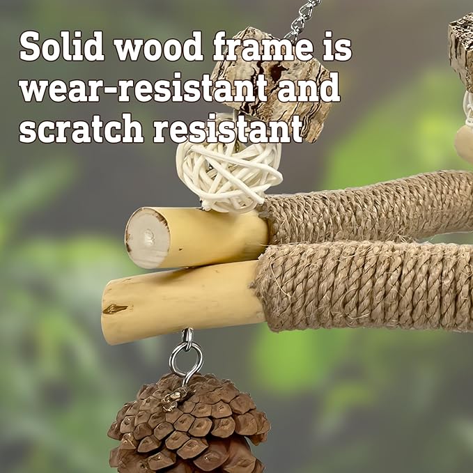 New with Bell! Wooden Bird Swing - Image 5