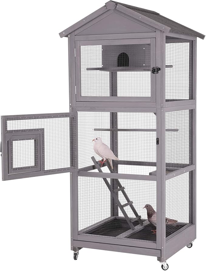 Aivituvin Outdoor Bird Cage Large Wooden Bird Aviary - Image 4