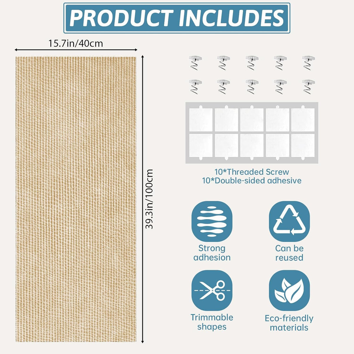 Cat Scratch Mat for Couch (Khaki, 39.3" x 15.8")