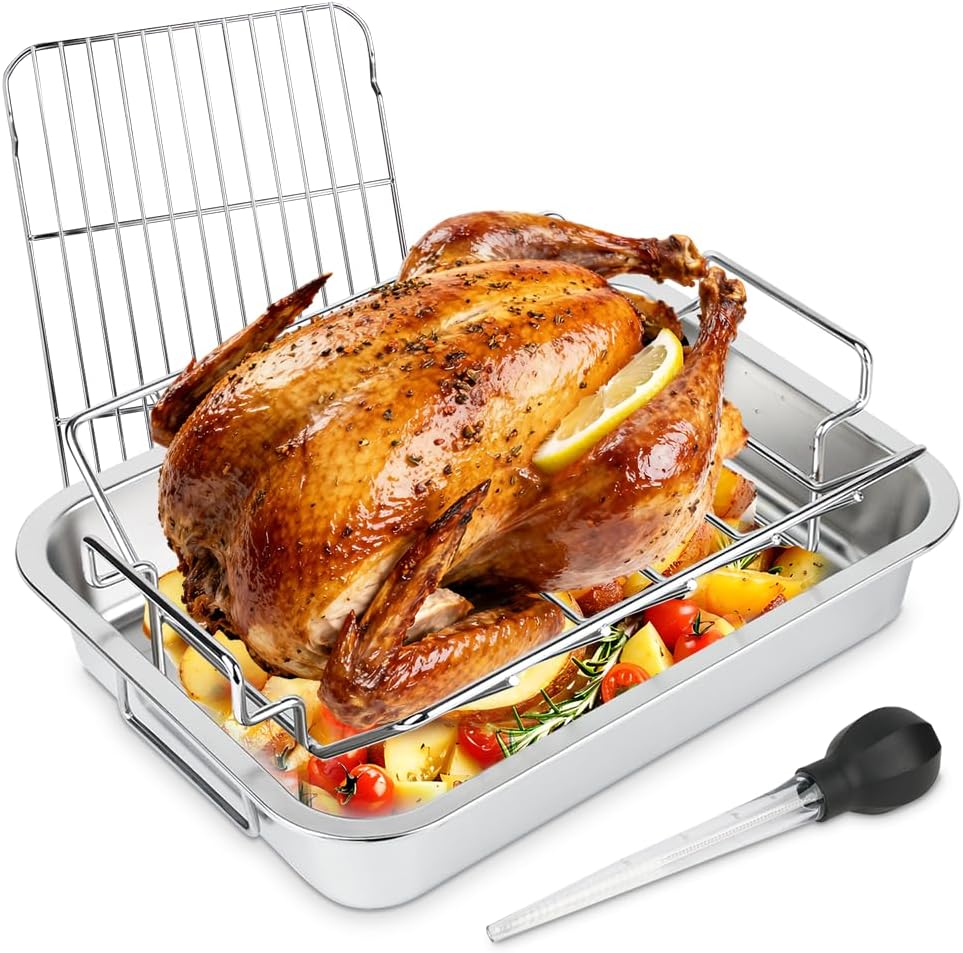 Rib Racks for Big Green Egg, Turkey Roasting Rack Smoking and Grilling Rib Rack, Big Green Egg Accessories, for Large and XLarge Big Green Egg,18" or Bigger Kamado Grill, Stainless Steel