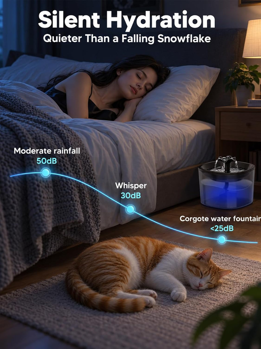 Automatic Cat Feeder and Cat Water Fountain, Timed Dry Food Dispenser