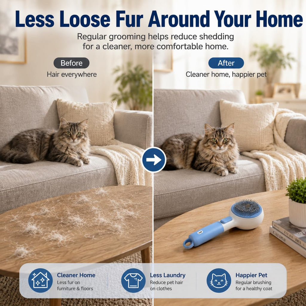 Cat Brush for Shedding, Self-Cleaning Deshedding Tool for Indoor Cats & Small Dogs, 3-in-1 Grooming Brush with Water Spray Mist, Rechargeable Pet Hair Removal Tool for Loose Fur and Tangles