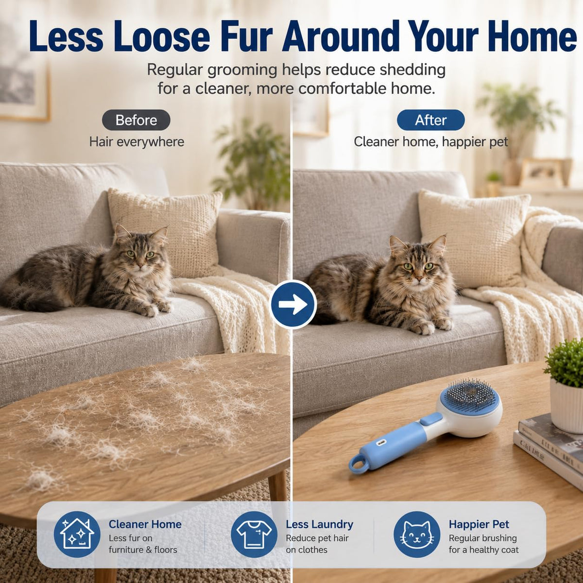 Cat Brush for Shedding, Self-Cleaning Deshedding Tool for Indoor Cats & Small Dogs, 3-in-1 Grooming Brush with Water Spray Mist, Rechargeable Pet Hair Removal Tool for Loose Fur and Tangles