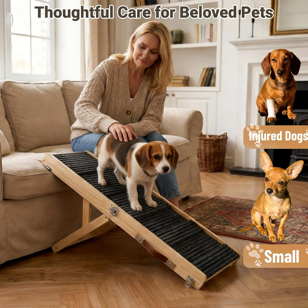 Dog Ramp for Couch & Bed for Small Dogs, Foldable Small Dog Ramps for Sofa - 31.5" LX12 W, 4 Adjustable Height, Portable, Stable, Non-Slip, Carry Handle