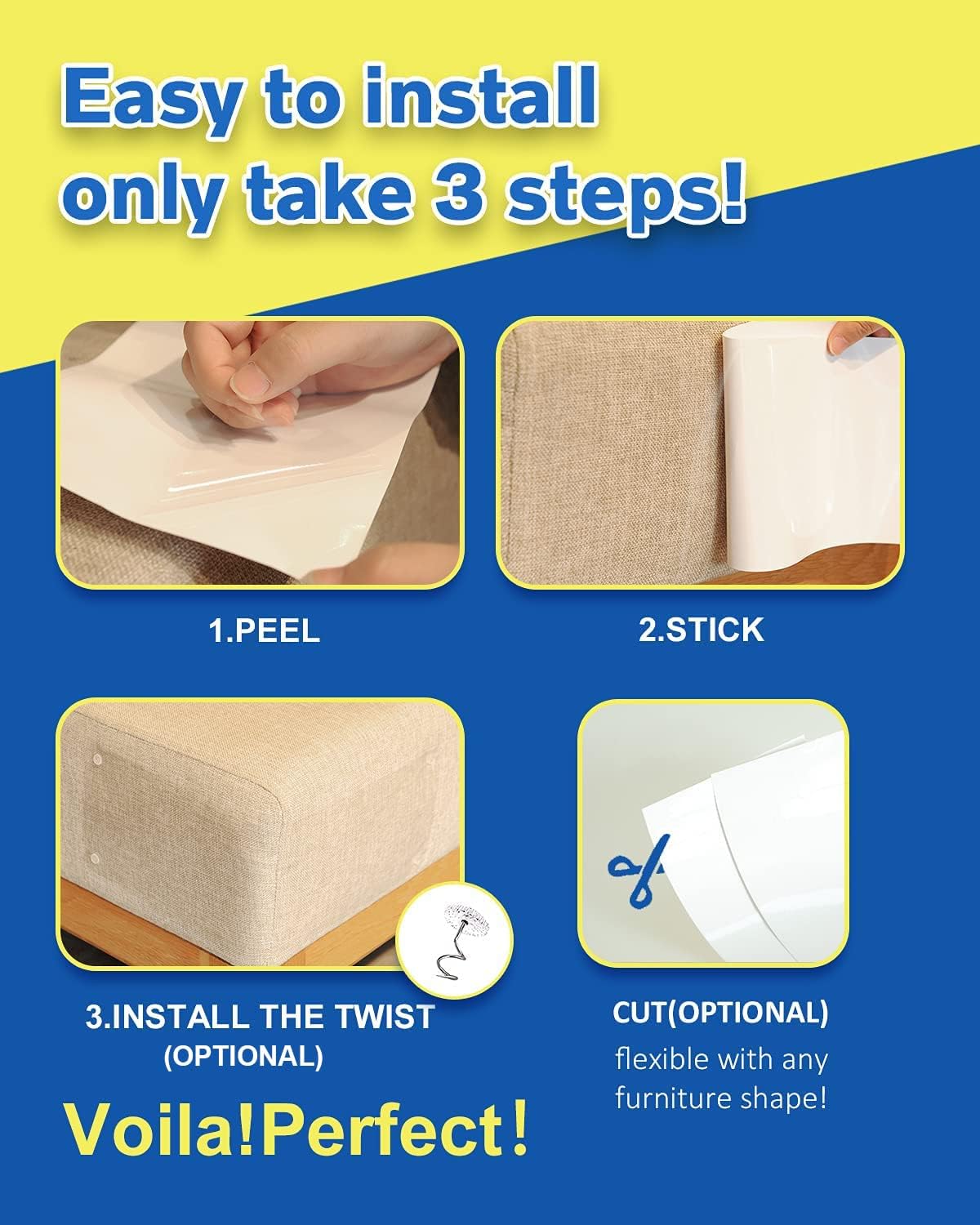 10 PCS Cat Scratch Furniture Protector - Specially Designed for Leather Furniture, Cat Couch Protector Scratching Deterrent, Strong Adhesion, No Residue (16PCS)