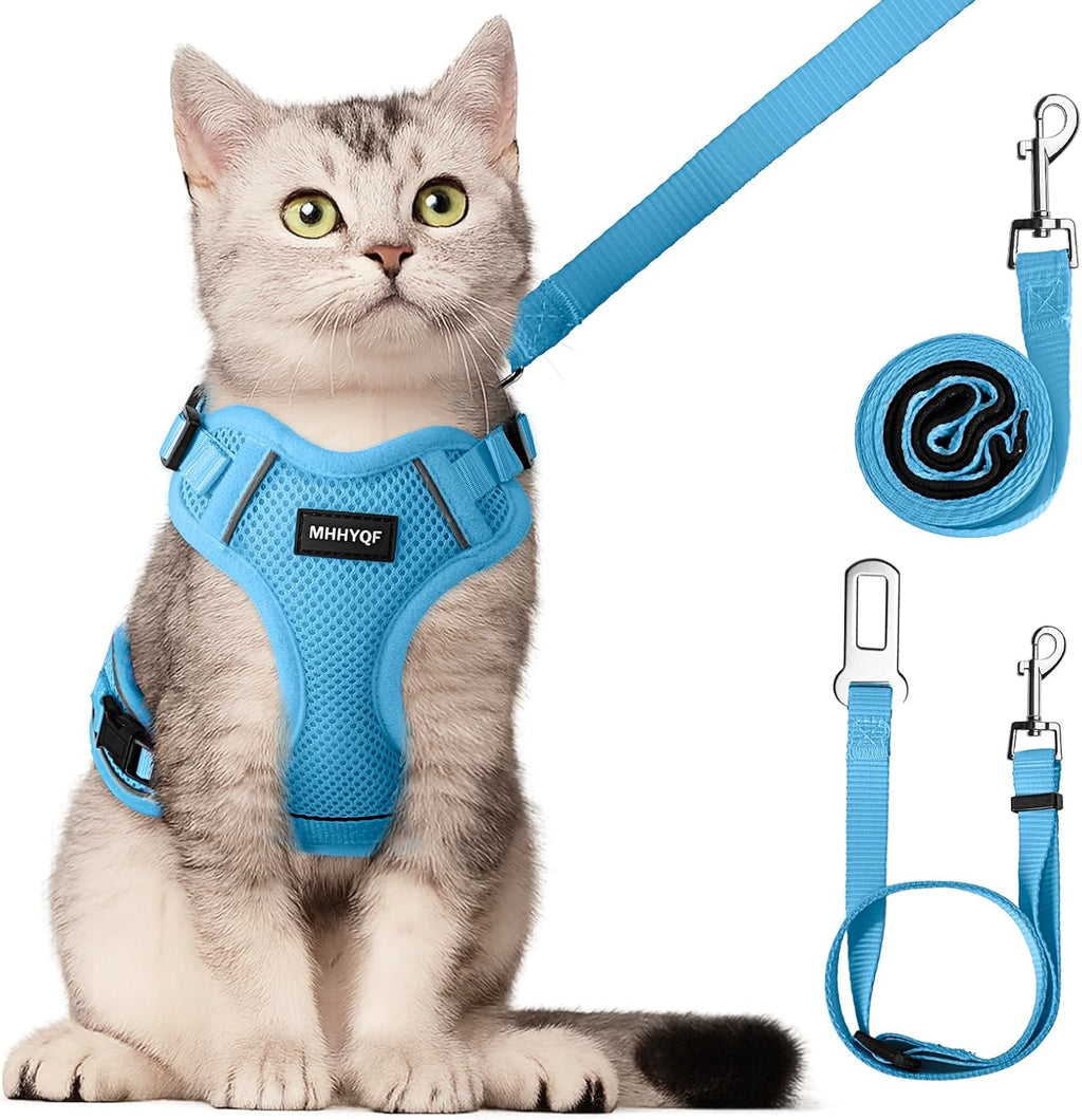 Cat Harness, Cat Harness and Leash for Walking, Escape Proof Soft Adjustable Vest Harnesses for Cats, Easy Control Breathable Reflective Strips Harness, Kitten Harness and Leash Set, Purple, S