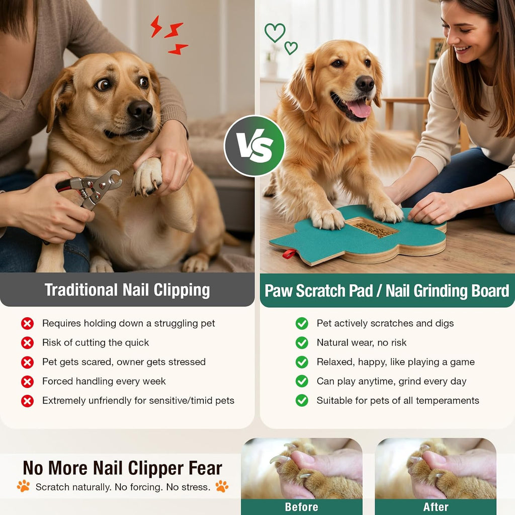 Dog Nail Scratch Pad with Treat Box,2 Pcs Replaceable Sandpaper,Interactive Dog Nail File with 6 Pcs Non-Slip Pad,Dog Nail Scratch Board, Alternative to Dog Nail Clippers and Grinders for Pets