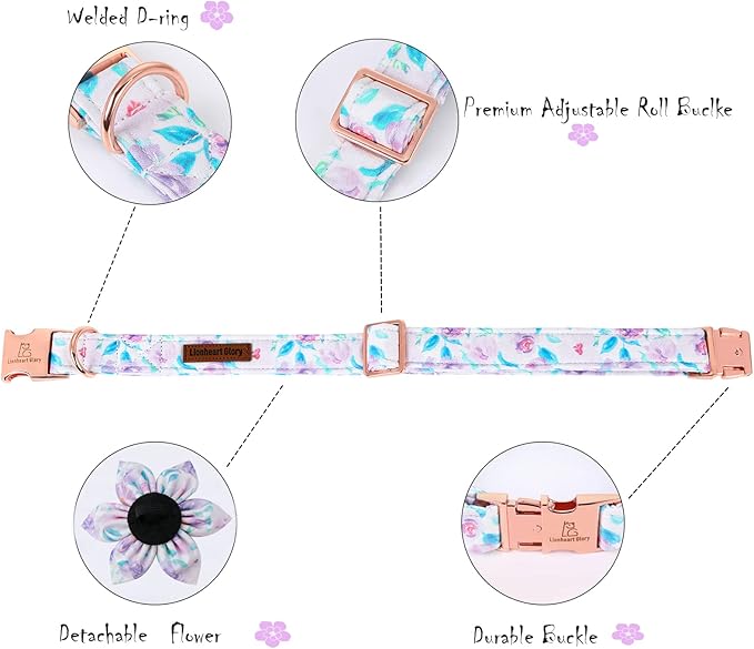 Lionheart Glory Cute Floral Pattern Adjustable Dog Collar - Image 4