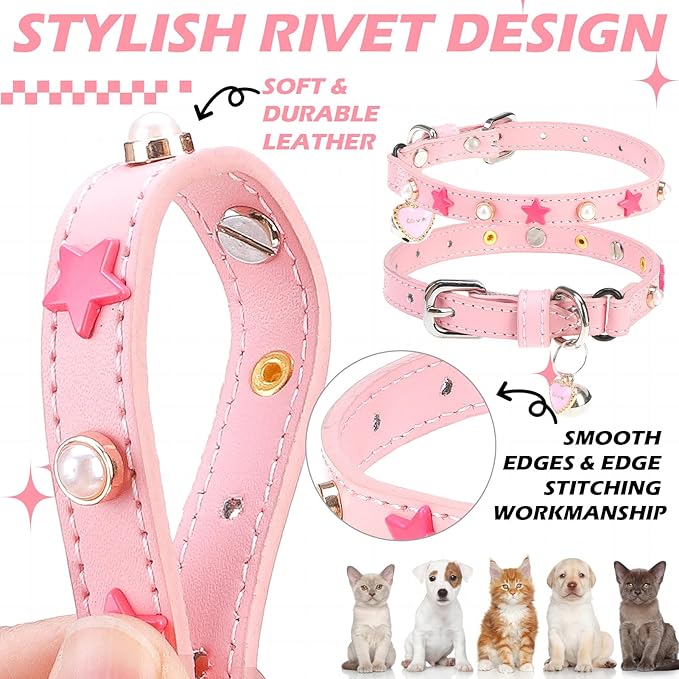 EXPAWLORER Leather Cat Collar for Girl Boy- Adjustable Pet Collar - Image 4
