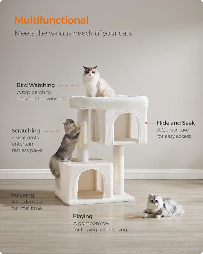 Feandrea Cat Tree, 40.6-Inch Cat Tower, Plush Condo - Image 4