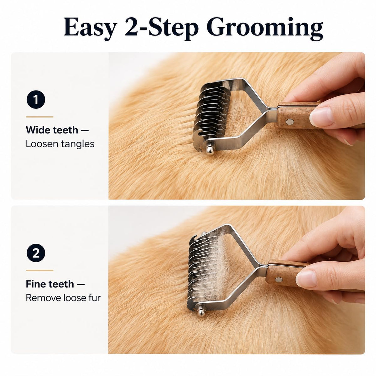 Undercoat Rake for Dogs & Cats, Dual-Sided Dematting & Deshedding Comb
