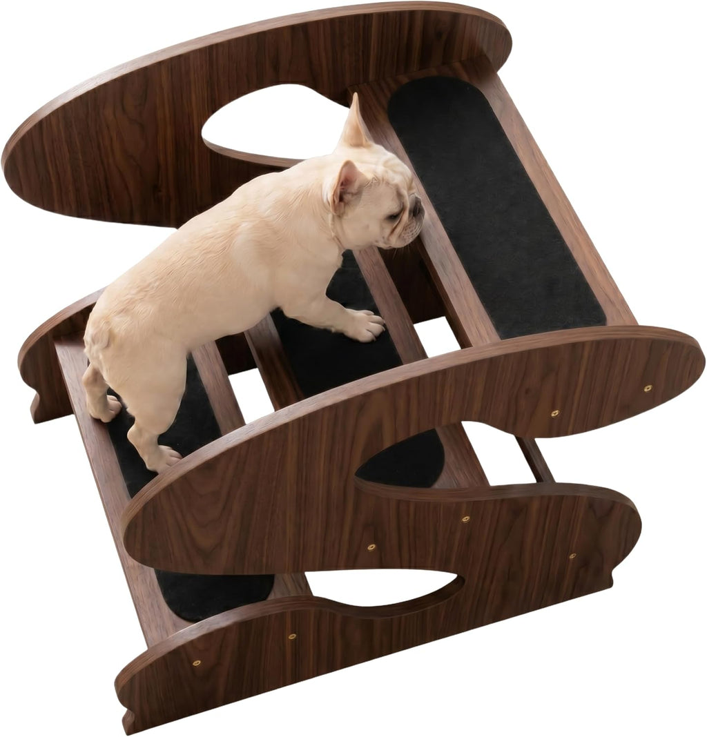 Wood Stairs for Dogs WalnutPattern,80lb