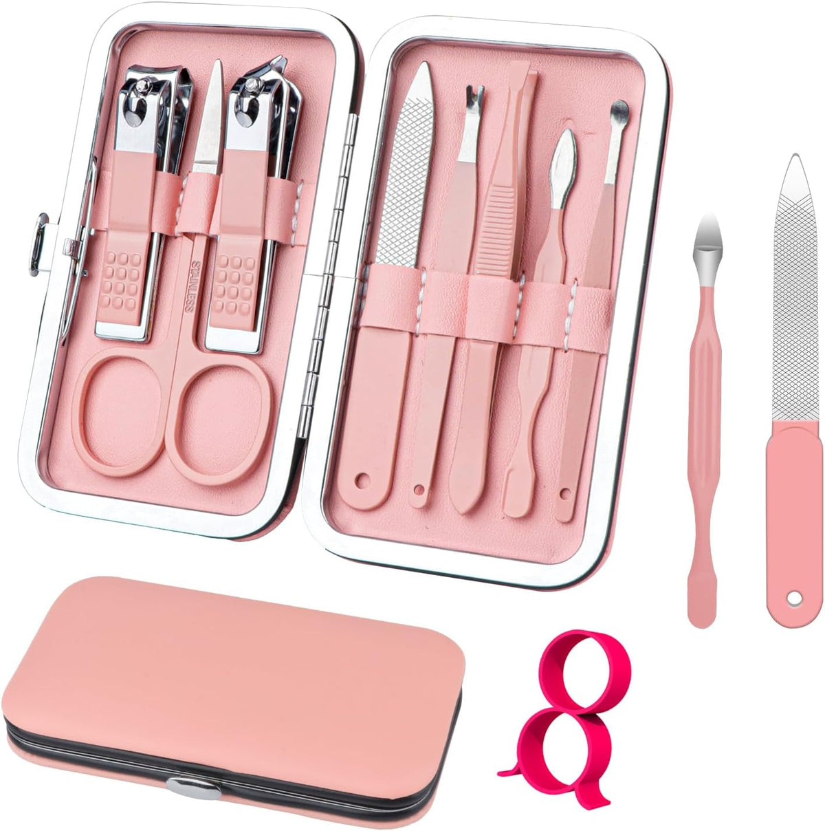 Manicure Set 8 in 1 Stainless Steel Nail Clippers for Men，Manicure Kit for Women，Nail Grooming Kit，Nail Clipper Set，Personal Care Tools