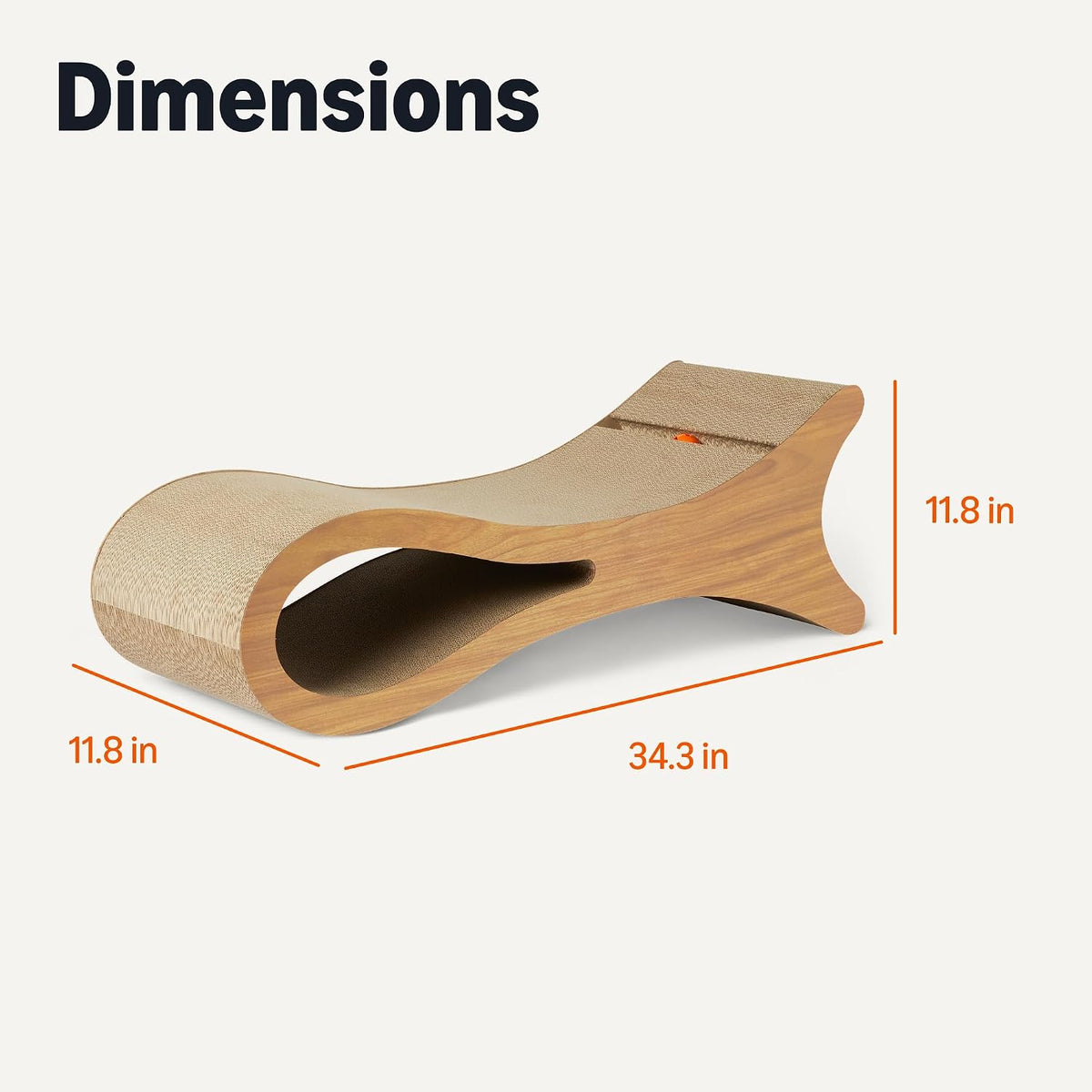 Amazon Basics Cat Scratcher Post Cat Scratcher Lounge Bed for Indoor Cats Bed Shaped Post Pad with Interactive Ball Toy & Catnip, FSC-Certified, 34.3 x 11.8 x 11.8 in, Wooden Color