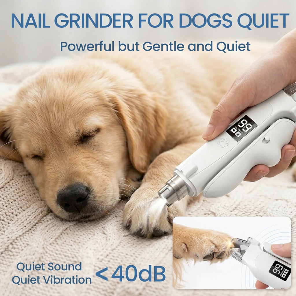 Dog Electric Nail Clippers & Grinder with LED Light,Quiet Cat Nail Trimmer