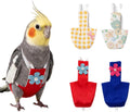 Reusable Bird Diapers Clothes 4-Pack 3D-Cut Flight Suit for Cockatiels