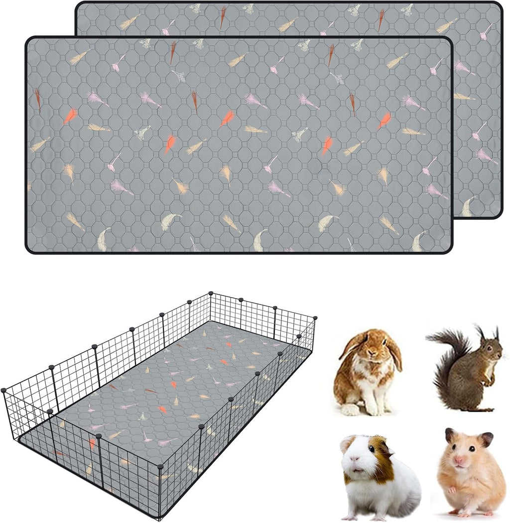 2Pcs Guinea Pig Cage Liners,Guinea Pig Fleece Cage Liners36''X72'' Super Absorbent Washable Pee Pads Reusable for Rabbit Hamster Chinchilla