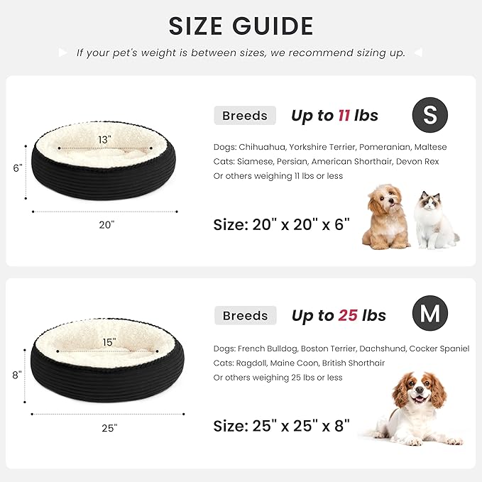 Love's cabin Round Donut Cat and Dog Cushion Bed, 20in Pet Bed - Image 3
