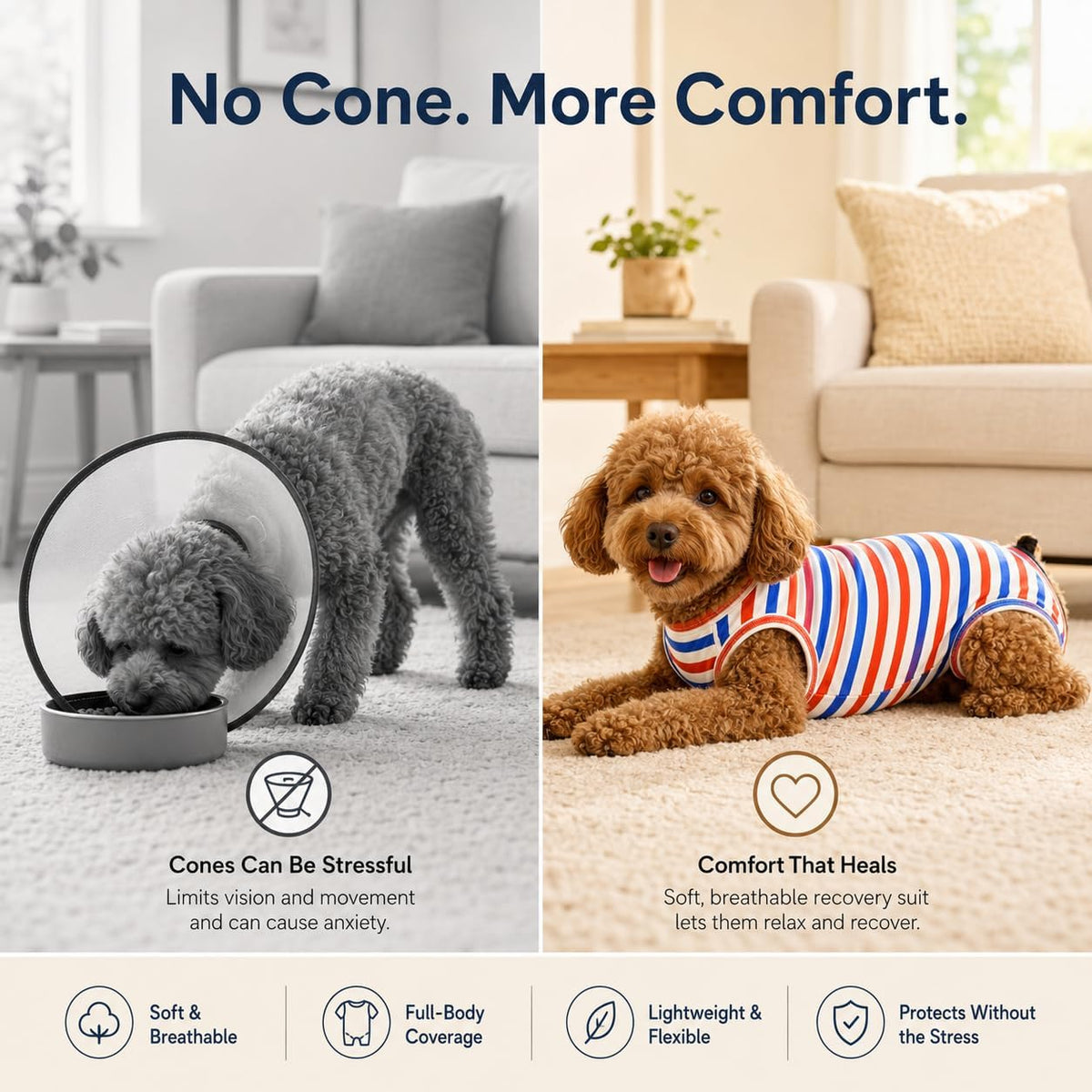 Kukaster Dog Recovery Suit After Surgery, E-Collar Alternative, Brown/S