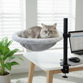 Cat Desk Bed, 360° Rotating & Height Adjustable Cat Perch for Desk, Soft Faux Fur, Removable & Washable, Supports Up to 44 lbs – Perfect for Remote Workers, Gamers & Office Cats