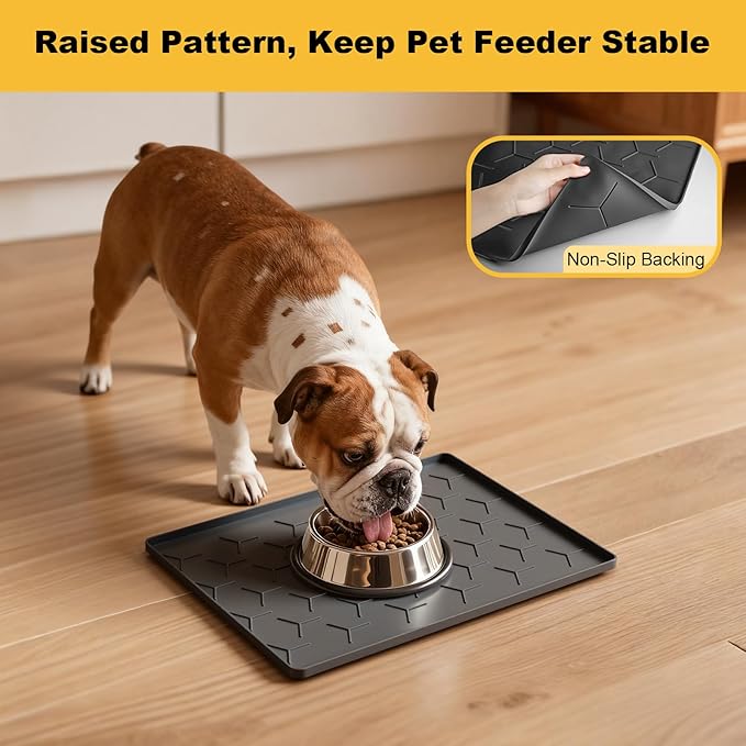 Pieviev 16''x12'' Dog Cat Food Bowl Mat, Silicone Waterproof Food Grade Pet - Image 6