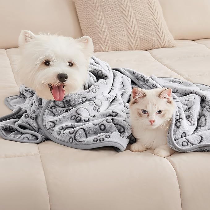 Luciphia 1 Pack 3 Blankets Fluffy Premium Fleece Pet Blanket Flannel Paw - Image 7