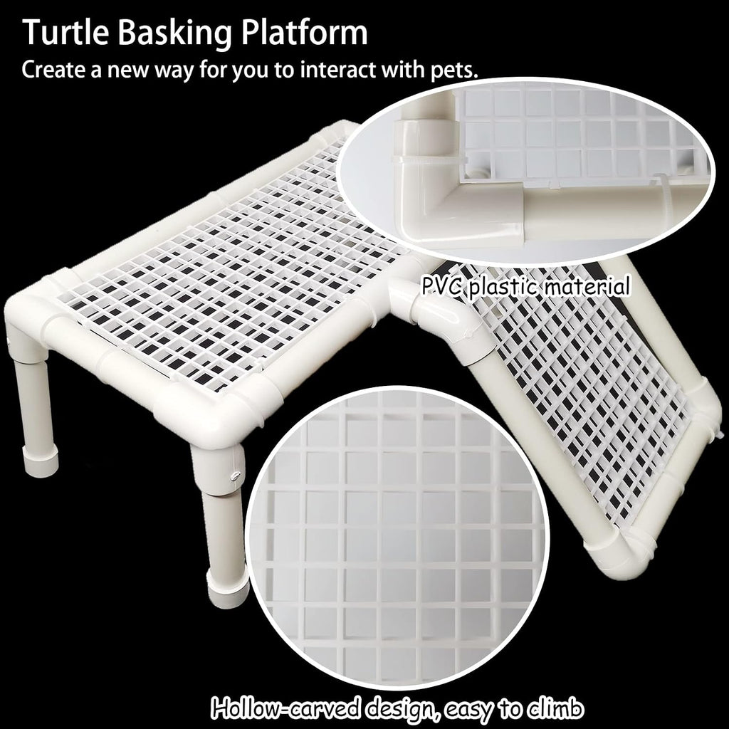 Turtle Basking Platform, Tortoise Dock Plastic Resting Terrace Climbing Ramp Reptiles Habitat Terrarium Accessories Decor for Newts Lizard Gecko Hermit Crab