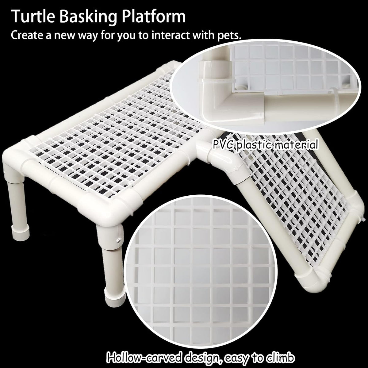 Turtle Basking Platform, Tortoise Dock Plastic Resting Terrace Climbing Ramp Reptiles Habitat Terrarium Accessories Decor for Newts Lizard Gecko Hermit Crab