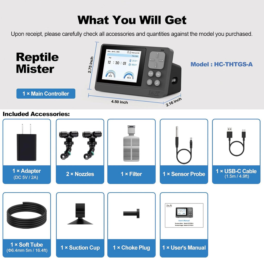 Smart Reptile Mister, Automatic Misting System with Sensor for Reptile Tank