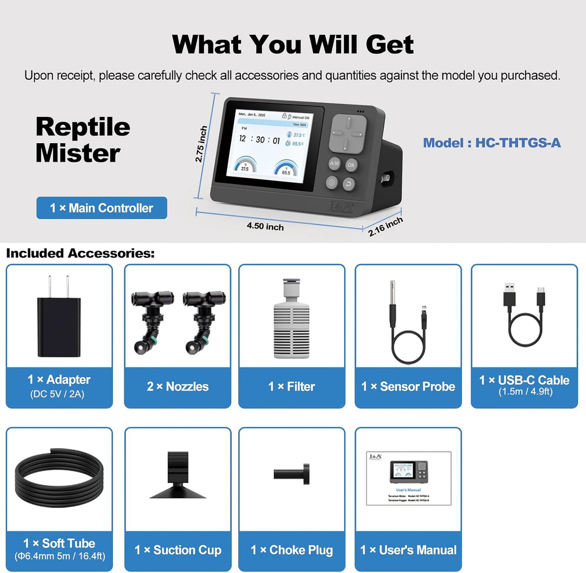 Smart Reptile Mister, Automatic Misting System with Sensor for Reptile Tank