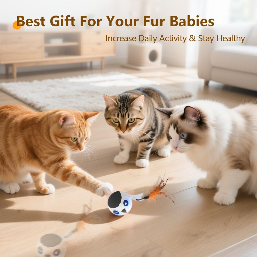 Cat Toys Ball, Smart Motion Sensor Moving Ball with 4 Sounds& 3 Speed Modes