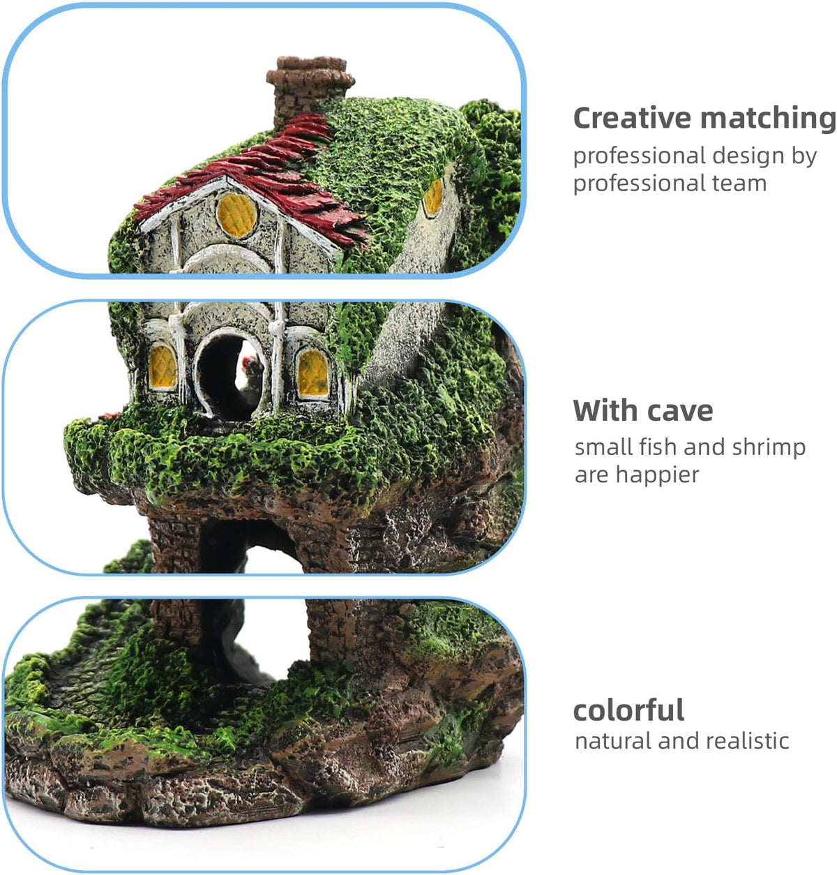 relaqcc Aquarium Decor Hideaway Cave, Betta Fish Tank House Accessories