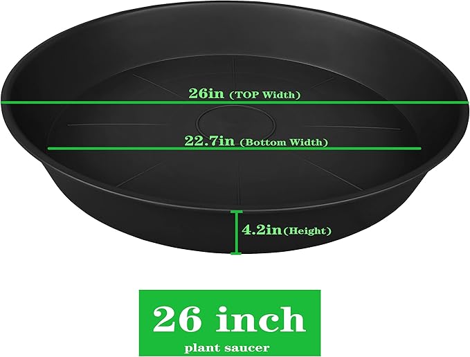 3 Pack of 25 26 inch Plant Saucer, 4.2" Depth, Large Deep Heavy Duty Plastic - Image 2