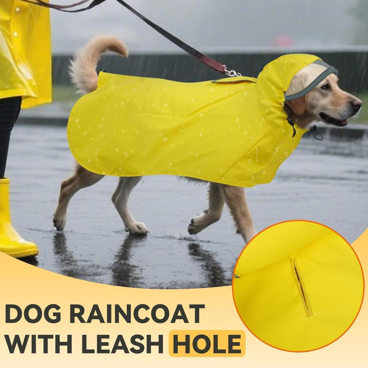 Waterproof Dog Raincoat with Hood, Windproof Rain Jacket for Medium Dogs