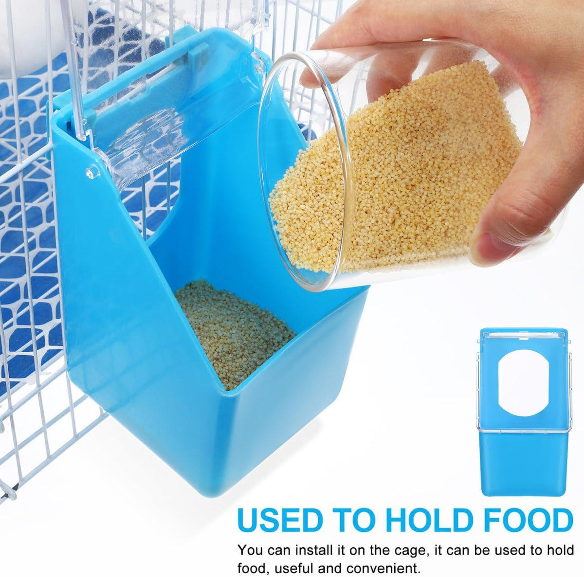 Kisangel 4pcs Pigeon Feeder Hanging Box Plastic Bird Cage Food Feeder for Pigeons Quail Cage Easy Install 5.51 X 3.54 X 3.14 in Holds Feed in