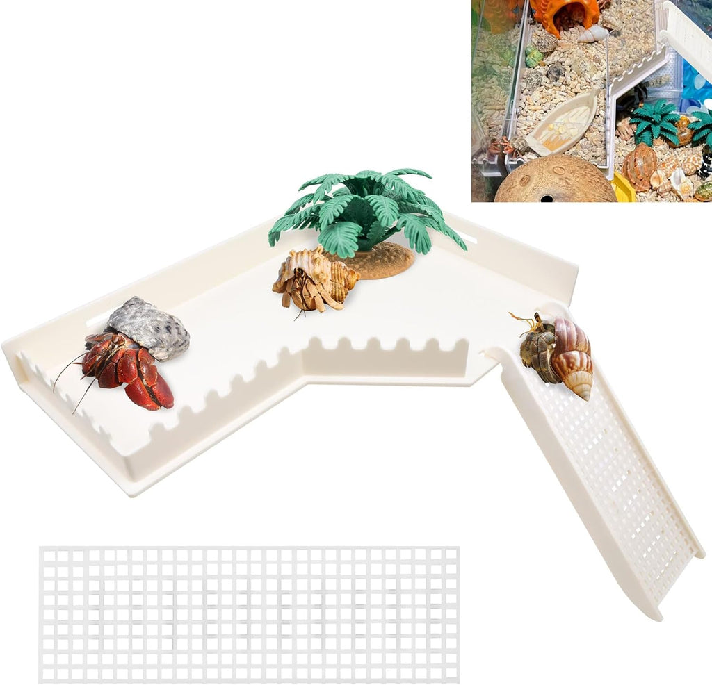 Hermit Crab L-Shaped Platform with Ladder Hermit Crab Climbing Toys, Habitat Tank Accessories, Reptile & Hamster Activity Platform