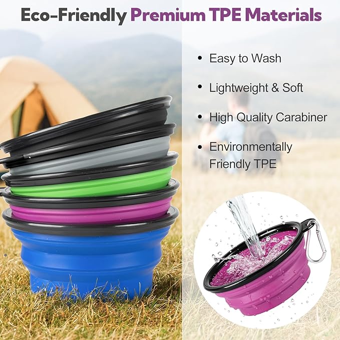 Collapsible Dog Bowl 2 Pack, Dog Water Bowls - Image 5