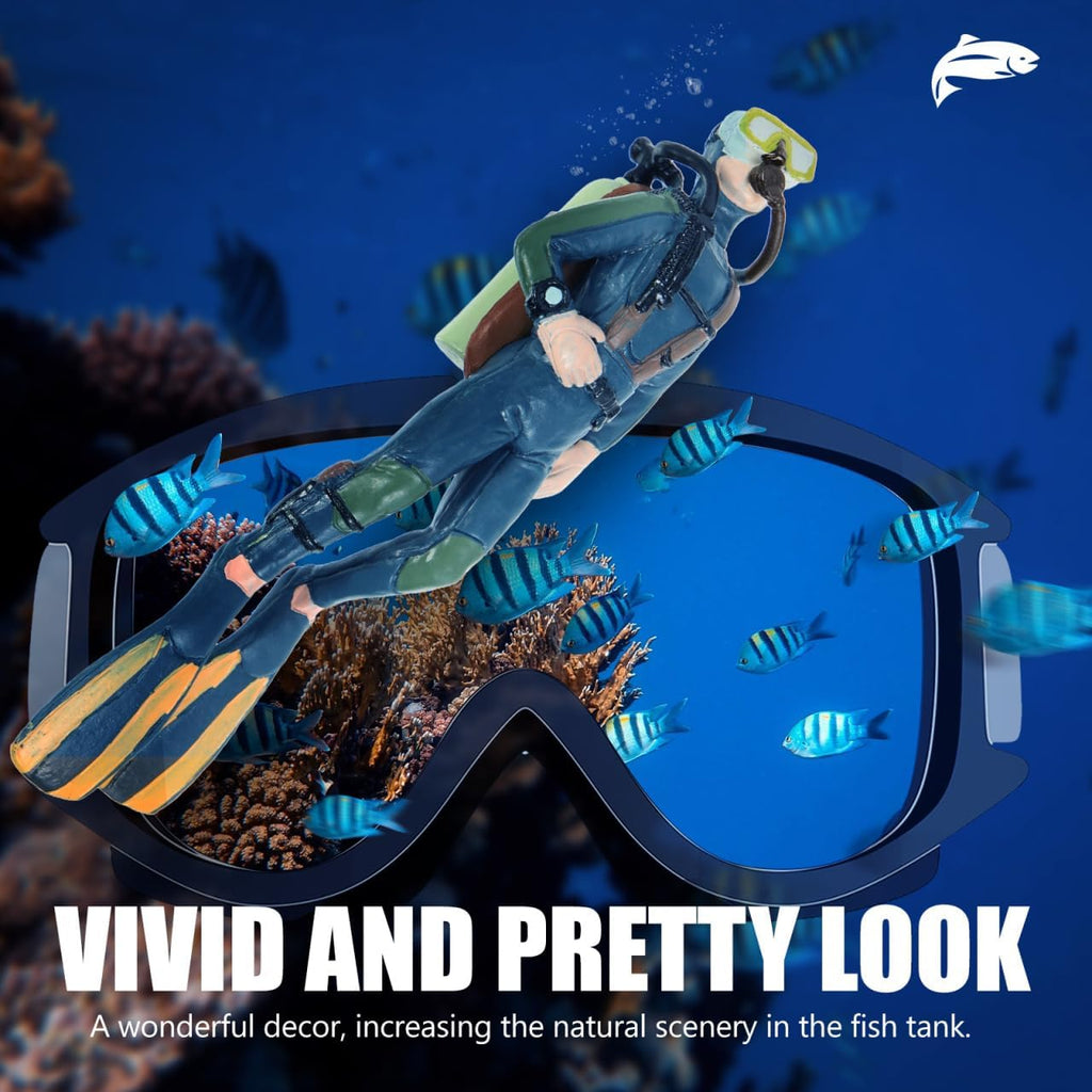 DOITOOL Aquarium Aquanaut Decoration Diver Decor Set 5.11X1.57X5.90in Lifelike Statue for Fish Tank Landscape Fresh and Salt Water Aquarium Decor 5 pcs