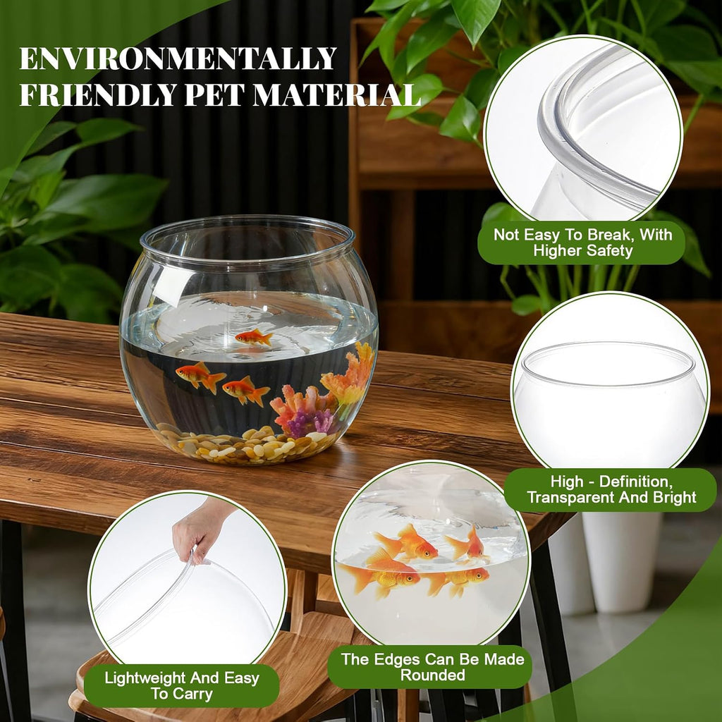 1.5 Gallon Plastic Fishbowl Round Large Clear Shatterproof Tank