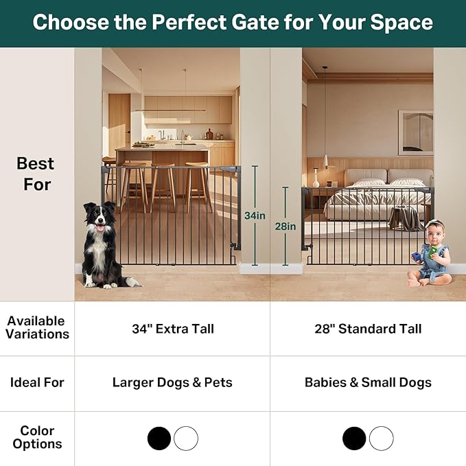Cumbor 34" Extra Tall No Bottom Bar Baby Gate - Image 7