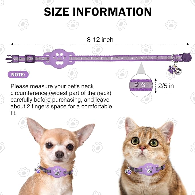 Airtag Cat Collar Breakaway, Reflective Kitten Collar - Image 6