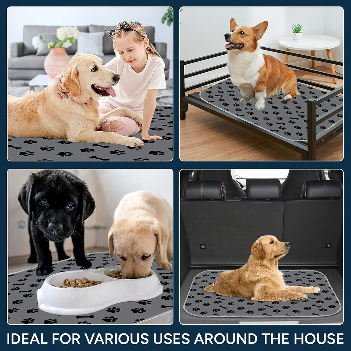 Washable Pee Pads for Dogs, 2 Pack 36"x41", Waterproof Non-Slip Reusable
