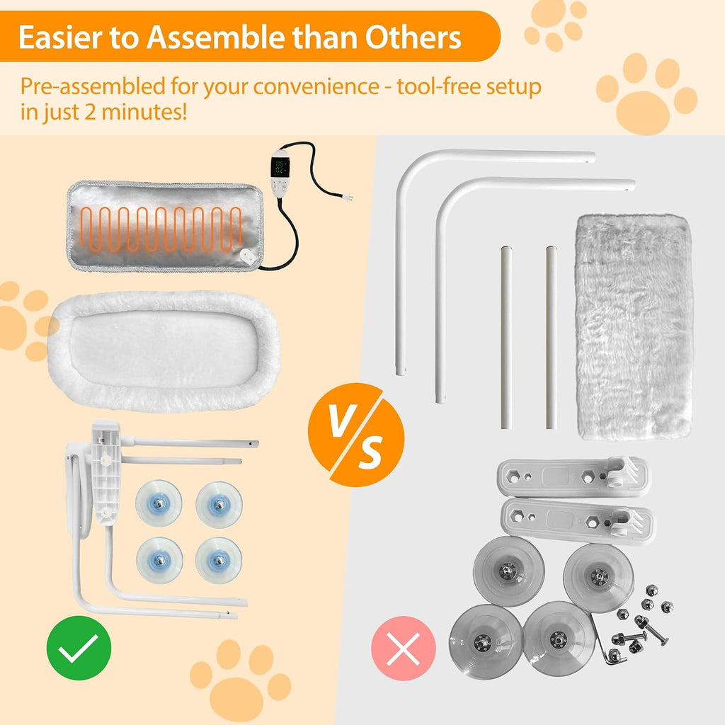 L&W BROS. Cat Window Perch Cushion Bed Hammock with 4 Updated Suction Cups Easy to Assemble Cat Window Bed for Heavy Large Cats (M 1Pc)
