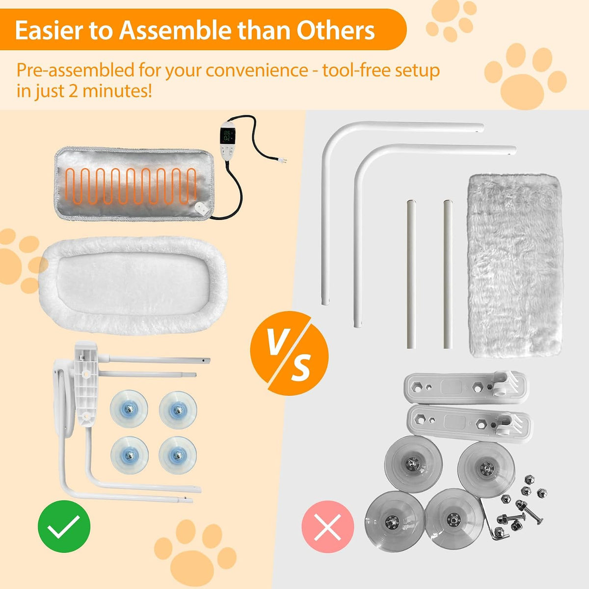 L&W BROS. Cat Window Perch Cushion Bed Hammock with 4 Updated Suction Cups Easy to Assemble Cat Window Bed for Heavy Large Cats (M 1Pc)