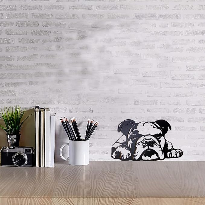 PHJYMXZSNA Black 3D Dog Head Decor Metal Bulldog Wall Sculpture Unique Modern - Image 4