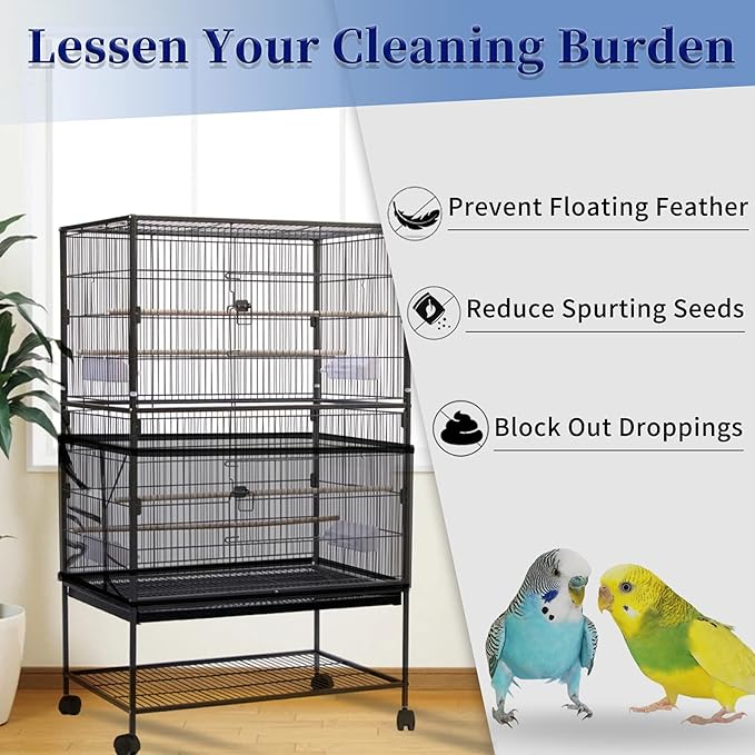 Daoeny Large Bird Cage Cover, Bird Cage Seed Catcher, Adjustable Soft Airy - Image 2